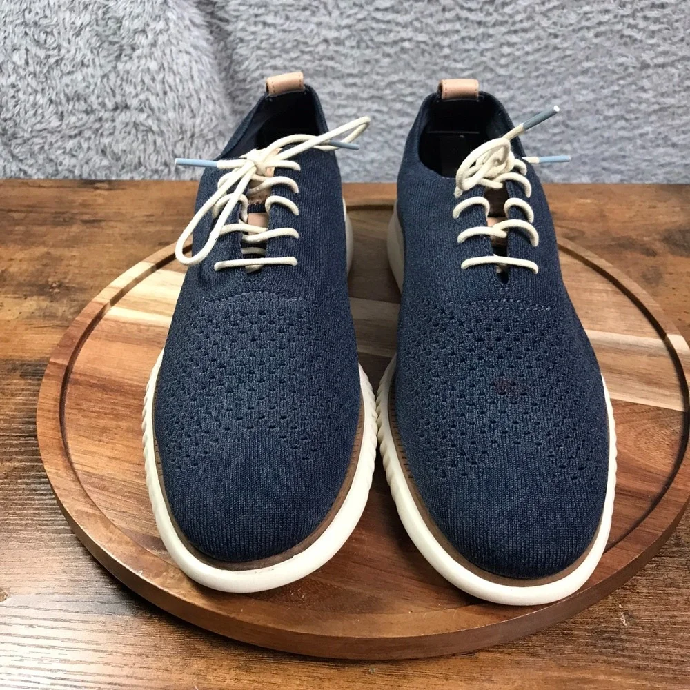 Cole Haan 2.ZeroGrand Stitchlite Wingtip Oxford Mens 10.5M Marine Blue/Ivory